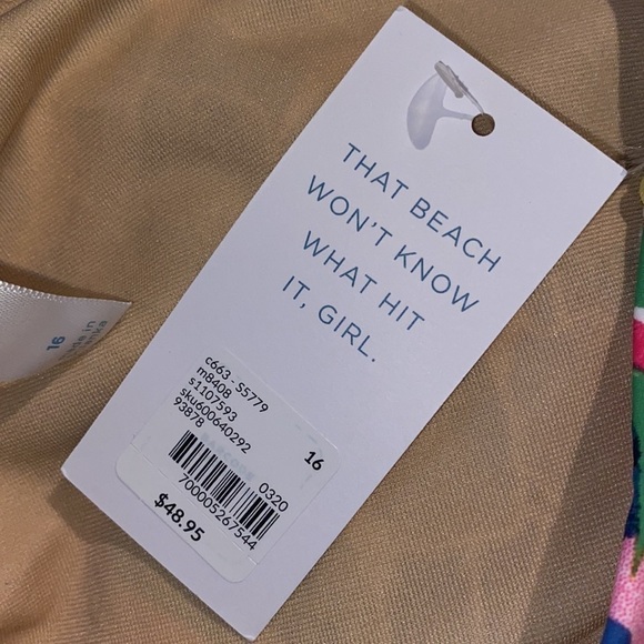 Cacique Hi Waisted Patchwork Swim Briefs Swim Bottom Swim by Cacique Size 16 - Picture 4 of 5